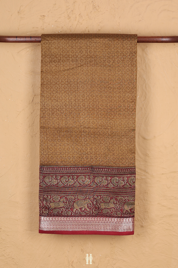 Chanderi Cotton Saree In Golden Yellow With Allover Design