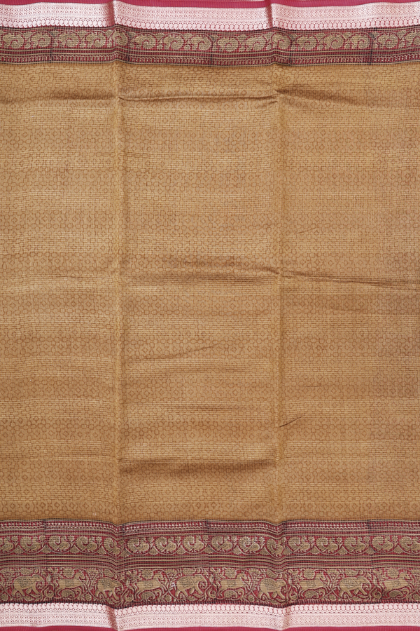 Chanderi Cotton Saree In Golden Yellow With Allover Design