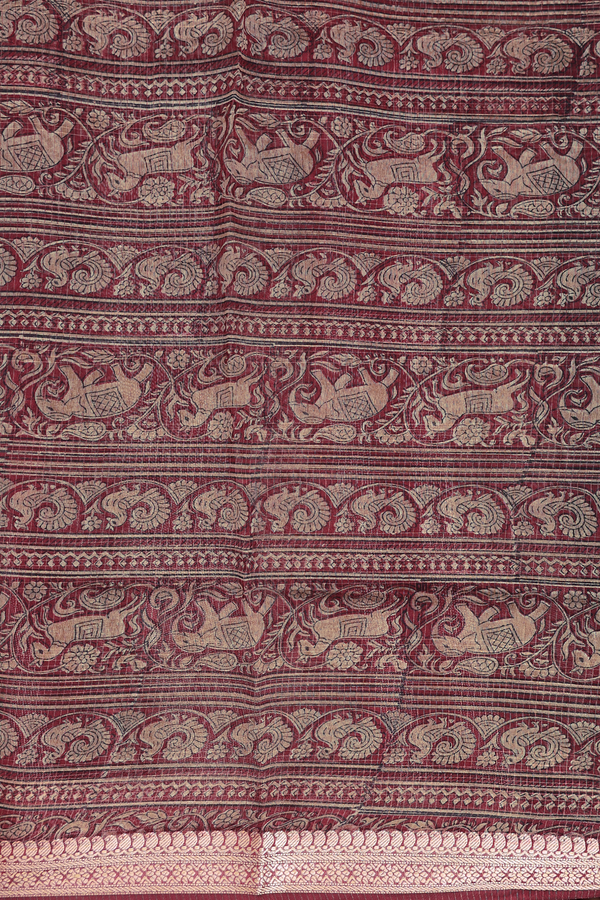 Chanderi Cotton Saree In Charcoal Grey With Allover Design