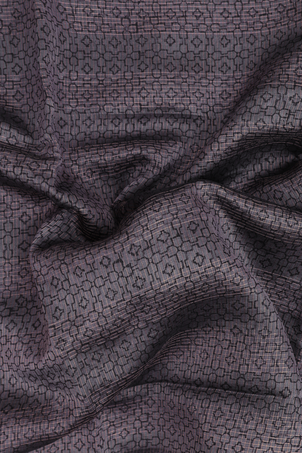 Chanderi Cotton Saree In Charcoal Grey With Allover Design
