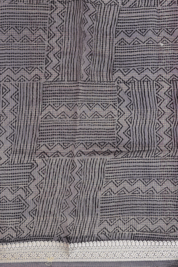 Chanderi Cotton Saree In Grey With Allover Design