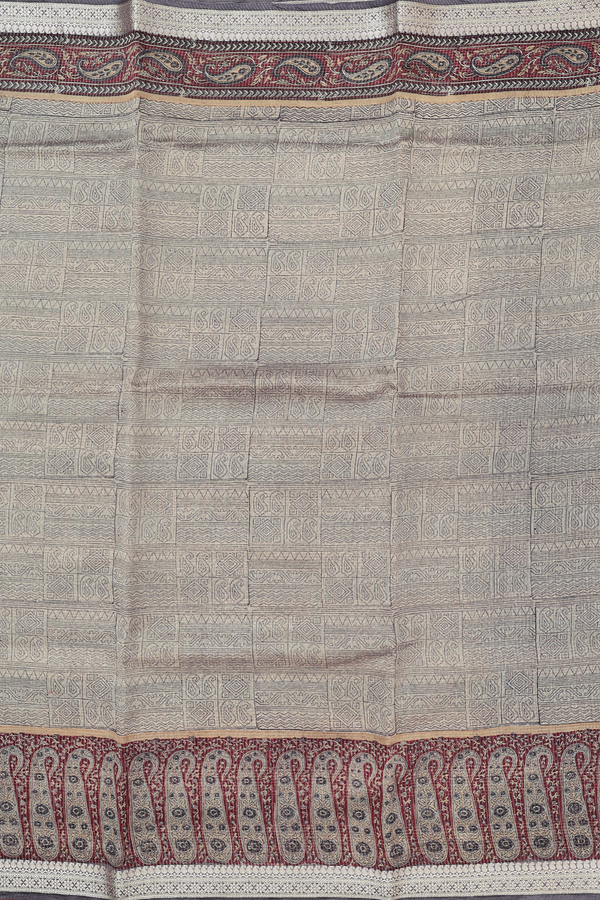 Chanderi Cotton Saree In Grey With Allover Design