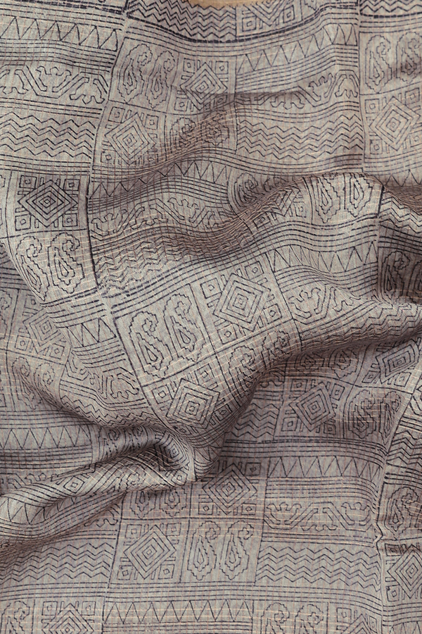 Chanderi Cotton Saree In Grey With Allover Design