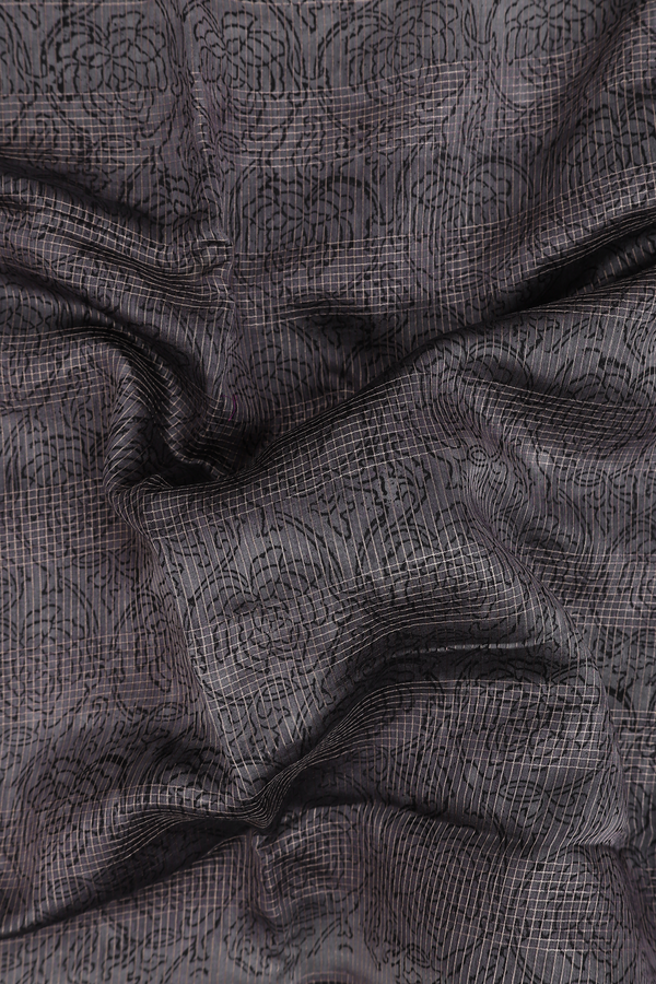 Chanderi Cotton Saree In Grey With Stripes Design