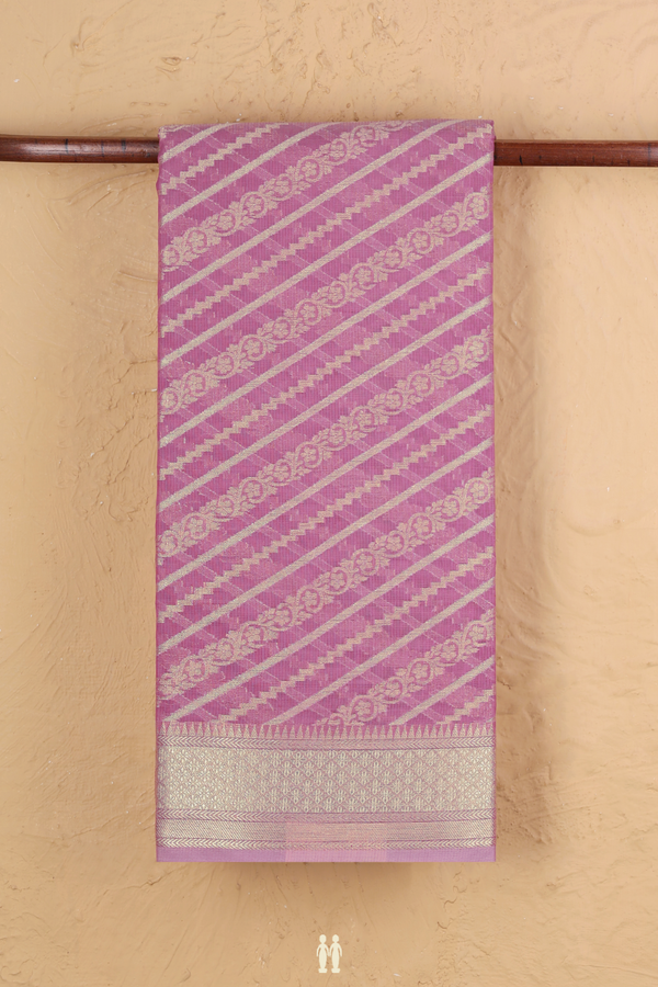 Kota Cotton Saree In Orchid Purple With Diagonal Design