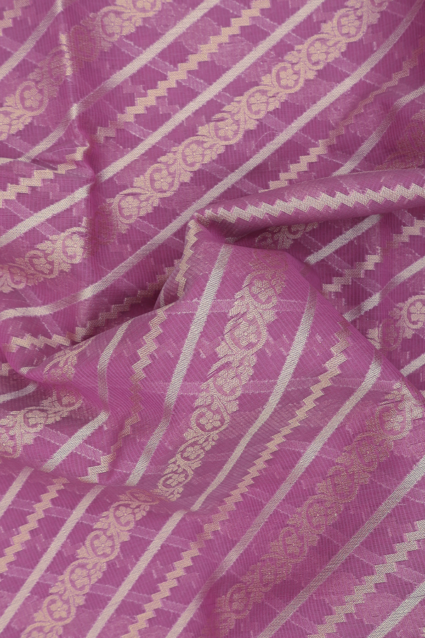 Kota Cotton Saree In Orchid Purple With Diagonal Design