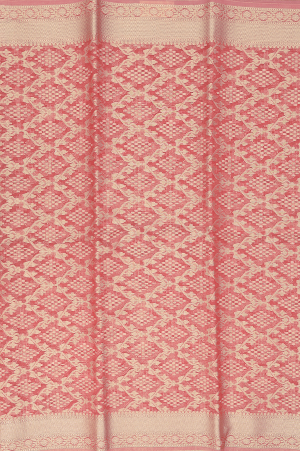 Kota Cotton Saree In Dark Peach With Allover Design