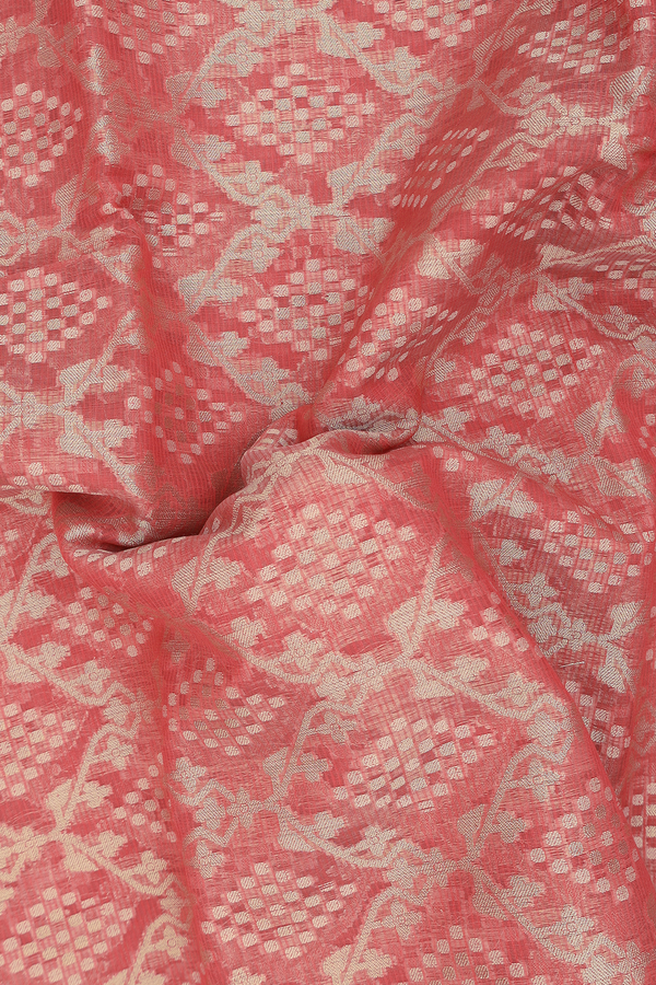 Kota Cotton Saree In Dark Peach With Allover Design