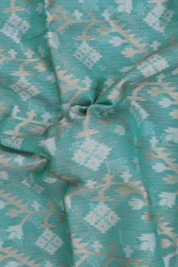 Kota Cotton Saree In Turkish Blue With Allover Design
