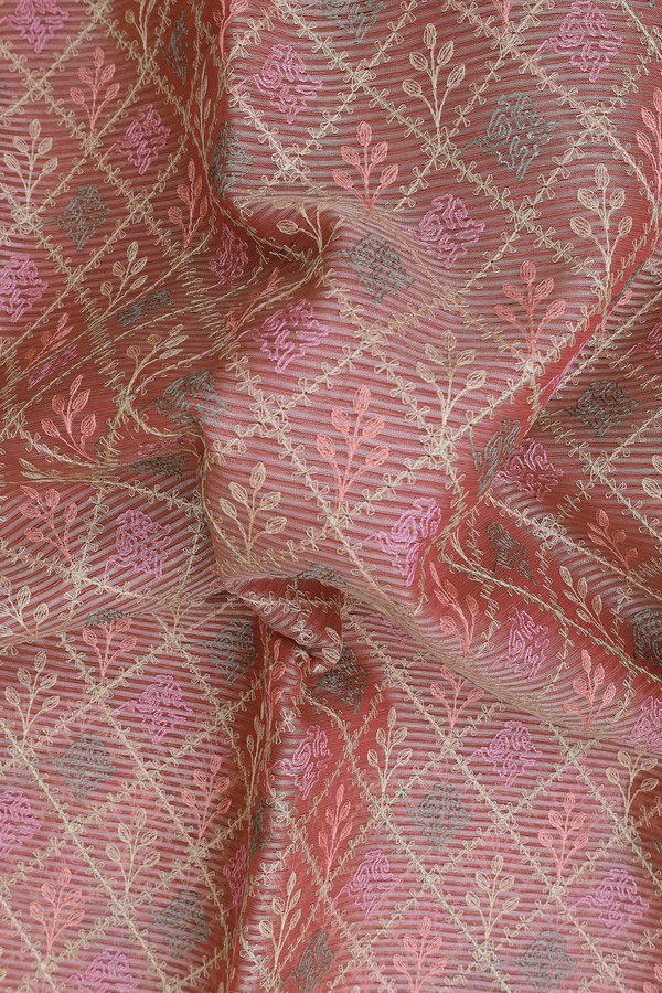Kota Cotton Saree In Dusty Pink With Diamond Design