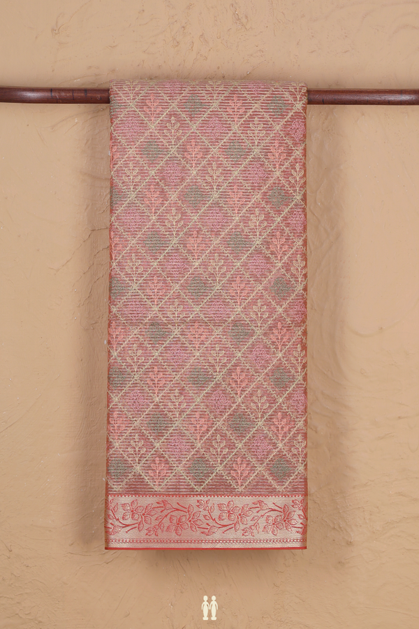 Kota Cotton Saree In Dusty Pink With Diamond Design