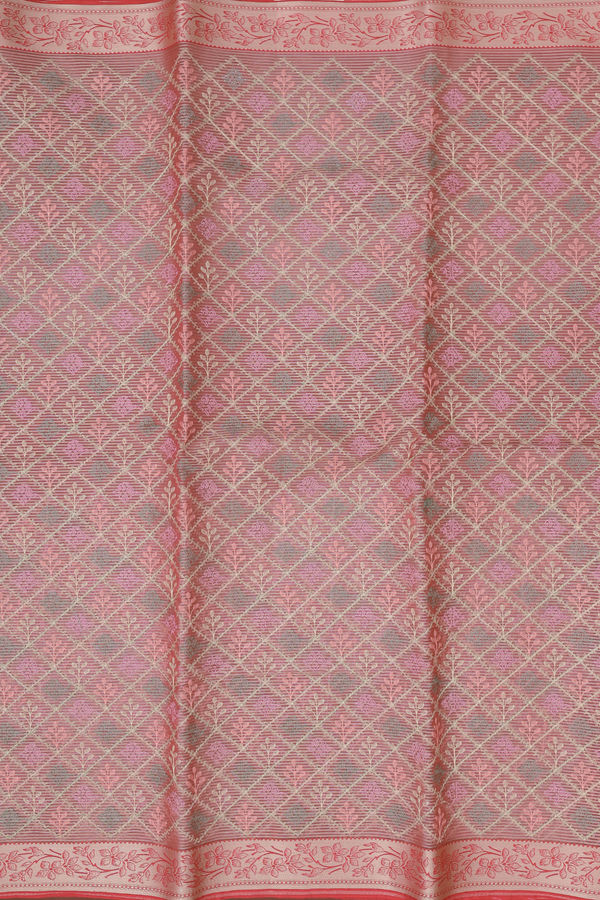 Kota Cotton Saree In Dusty Pink With Diamond Design
