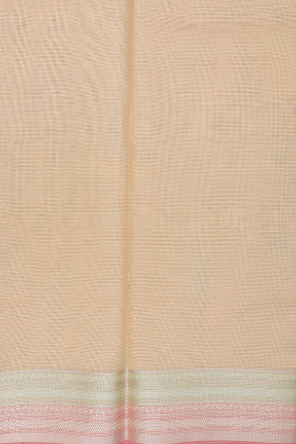 Kota Cotton Saree In Light Yellow With Floral Design