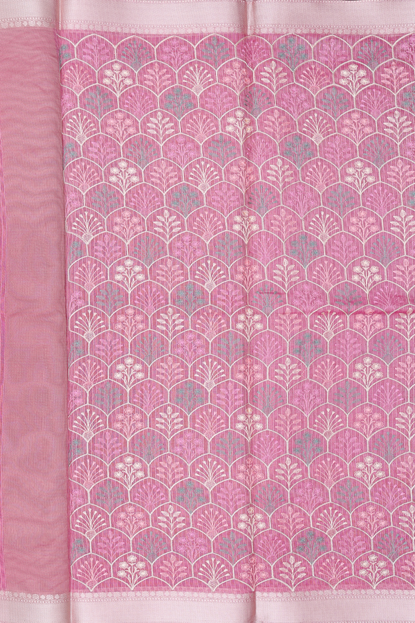 Kota Cotton Saree In Pink With Scallop Design