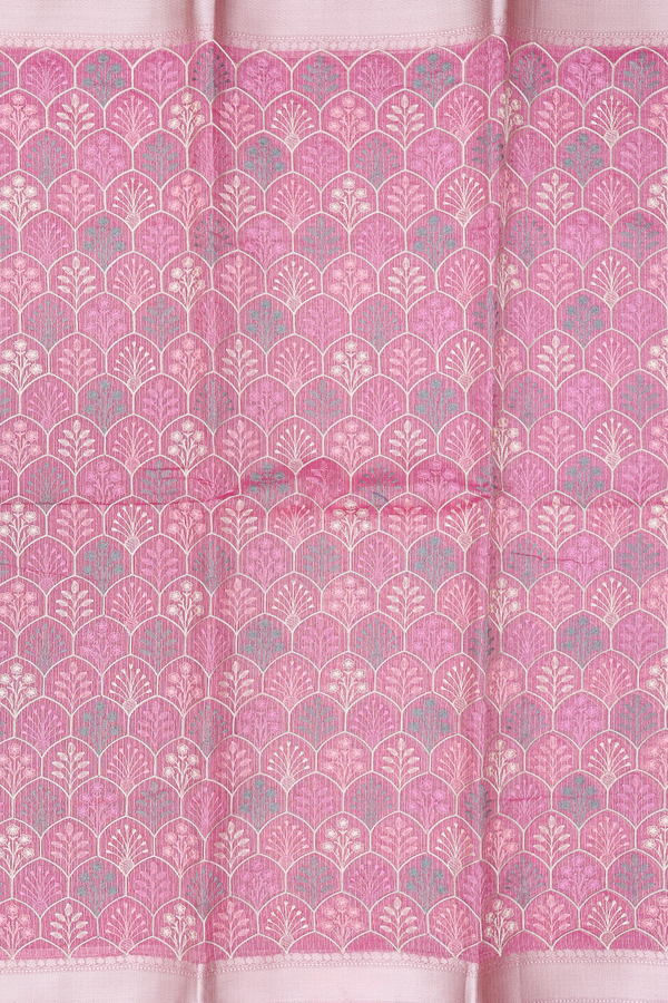 Kota Cotton Saree In Pink With Scallop Design