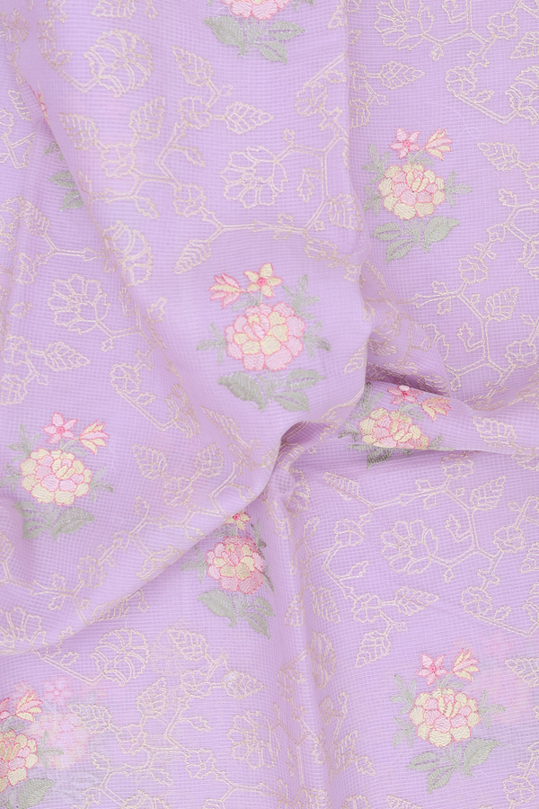 Kota Cotton Saree In Pastel Purple With Floral Design