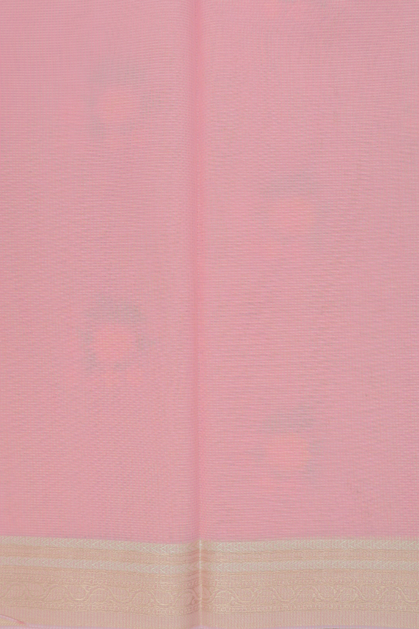 Kota Cotton Saree In Pink With Floral Embroidered Design