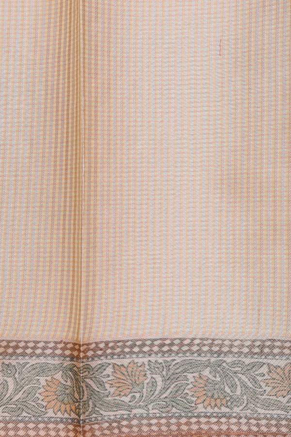 Kota Cotton Saree In Orange Along Stripes With Buttas