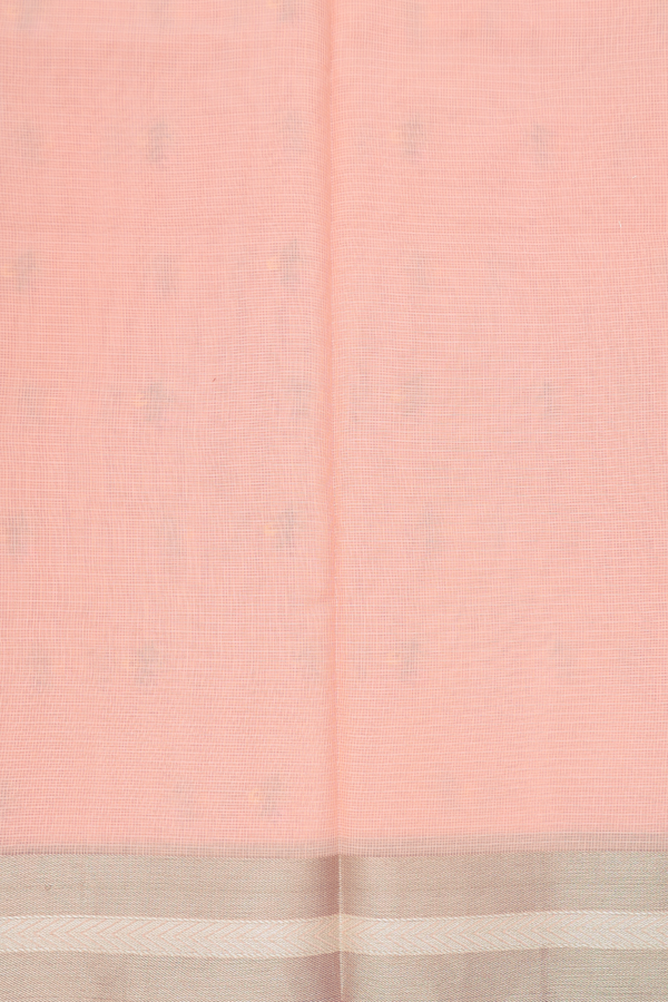 Kota Cotton Saree In Peach Pink With Floral Buttas
