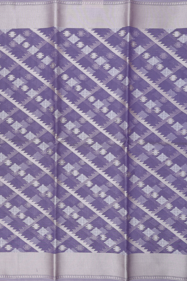 Kota Cotton Saree In Greyish Purple With Diagonal Design