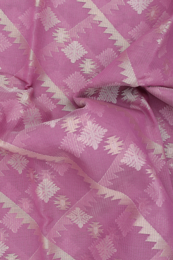 Kota Cotton Saree In Orchid Purple With Diagonal Design
