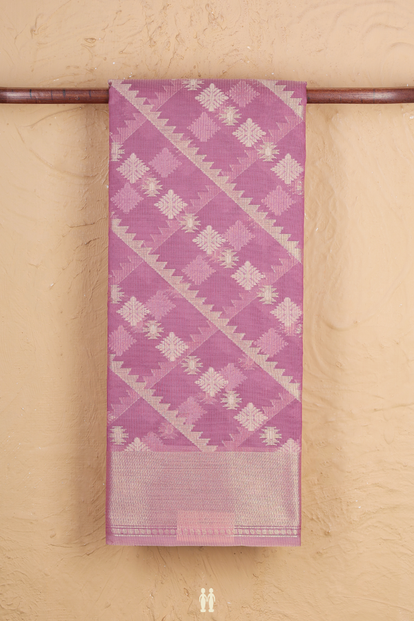 Kota Cotton Saree In Orchid Purple With Diagonal Design
