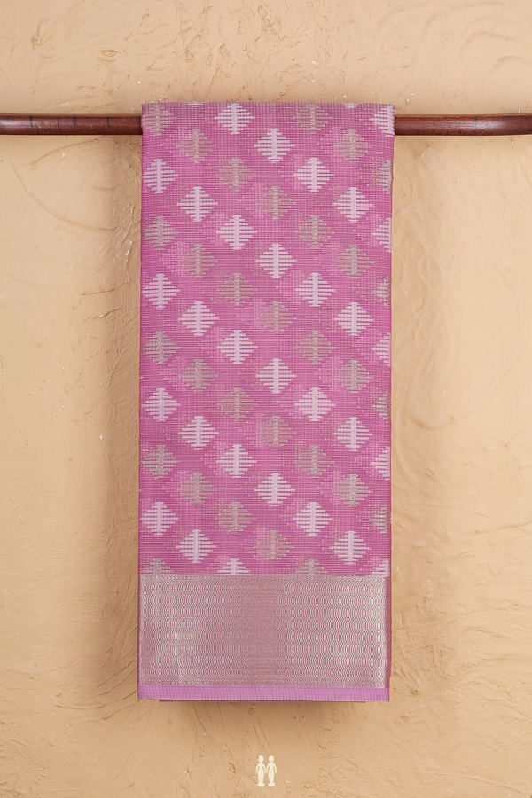 Kota Cotton Saree In Dusty Lavender With Diamond Buttas