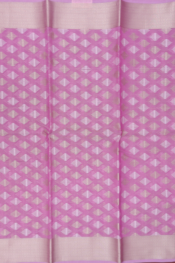 Kota Cotton Saree In Dusty Lavender With Diamond Buttas
