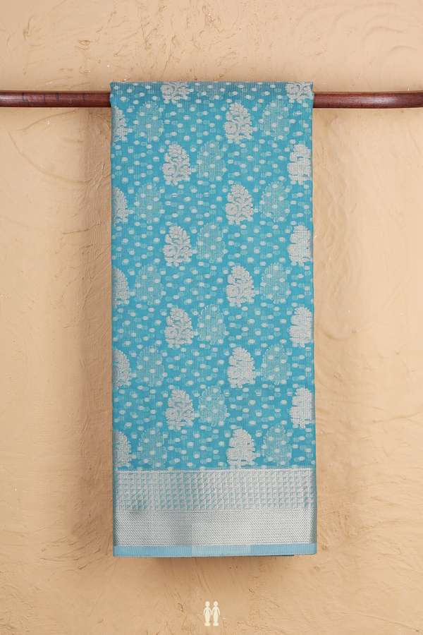 Kota Cotton Saree In Turkish Blue With Allover Design