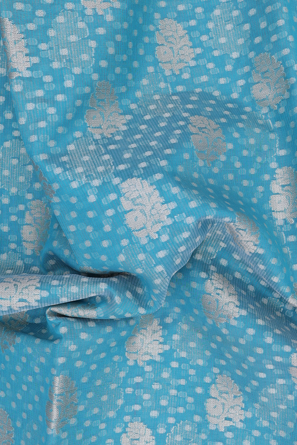 Kota Cotton Saree In Turkish Blue With Allover Design
