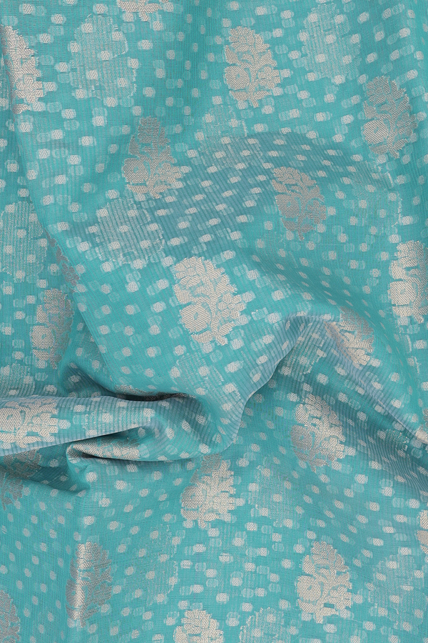 Kota Cotton Saree In Turkish Blue With Allover Design