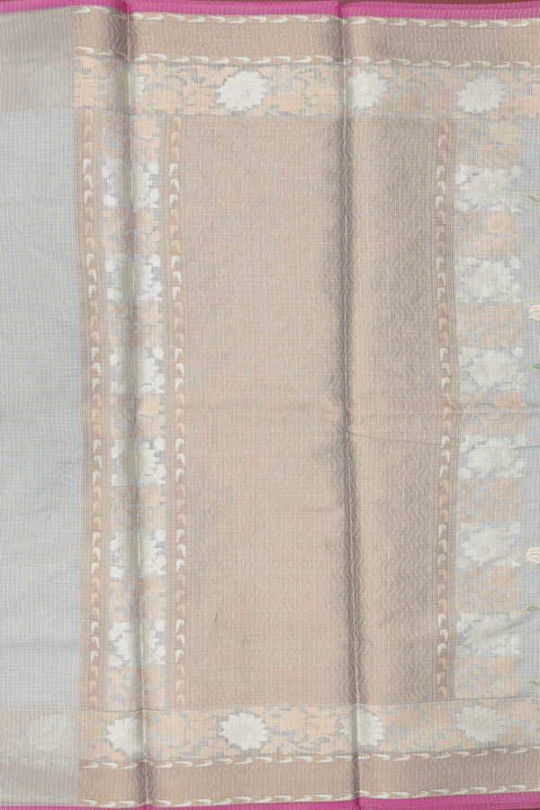 Kota Cotton Saree In Light Blue With Floral Design