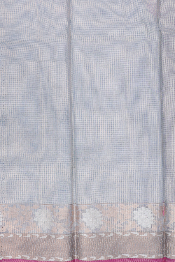 Kota Cotton Saree In Light Blue With Floral Design