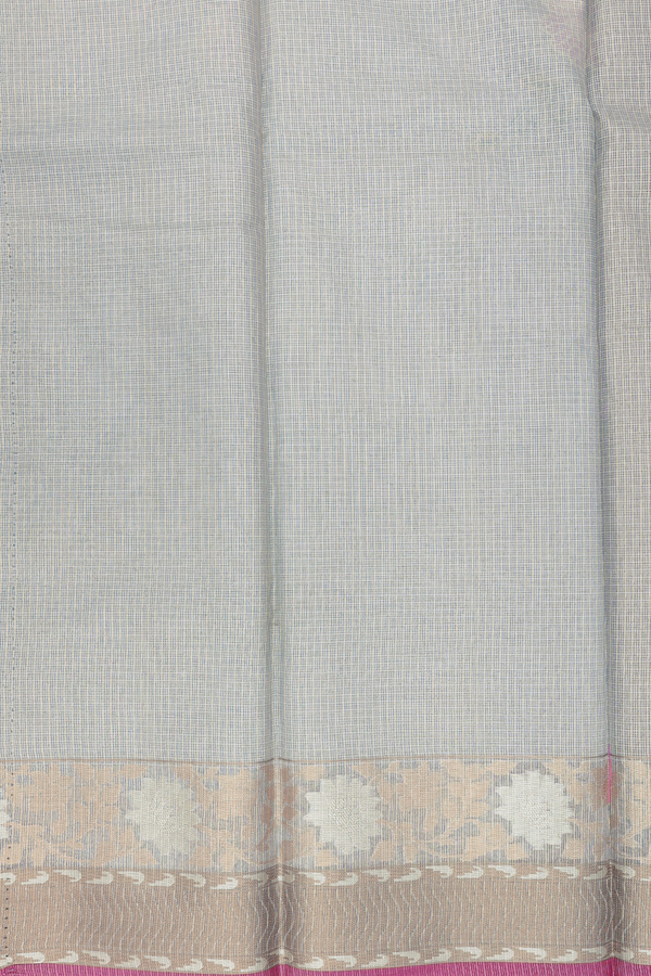 Kota Cotton Saree In Light Blue With Floral Design