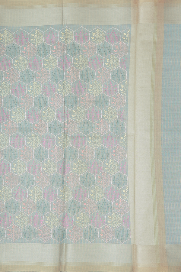 Kota Cotton Saree In Light Blue With Allover Design