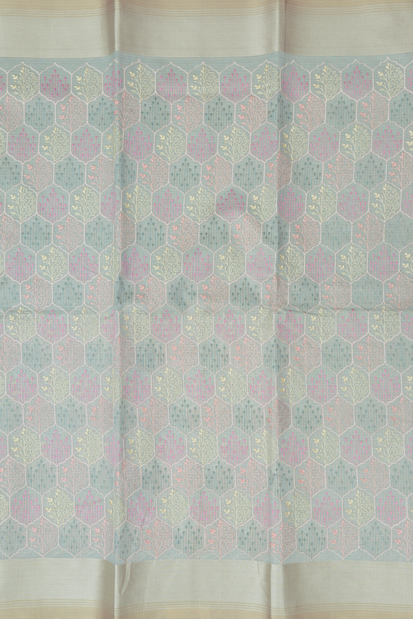 Kota Cotton Saree In Light Blue With Allover Design