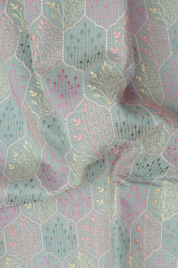 Kota Cotton Saree In Light Blue With Allover Design