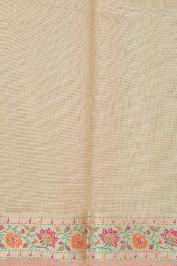 Kota Cotton Saree In Light Brown With Floral Design