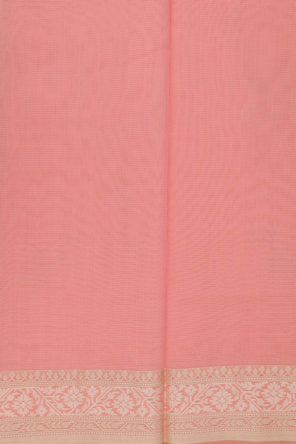 Kota Cotton Saree In Peach Pink With Floral Design