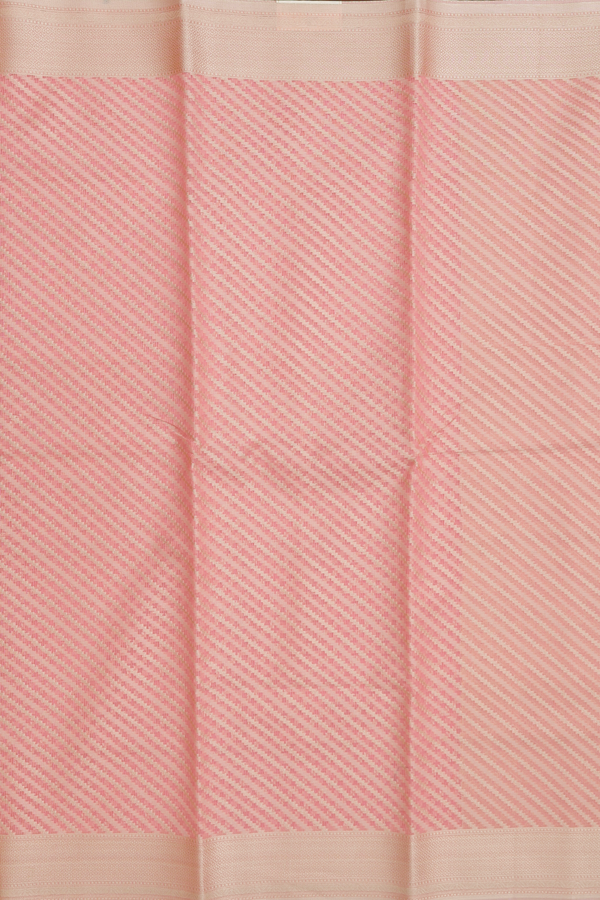 Kota Cotton Saree In Peach Pink With Diagonal Design