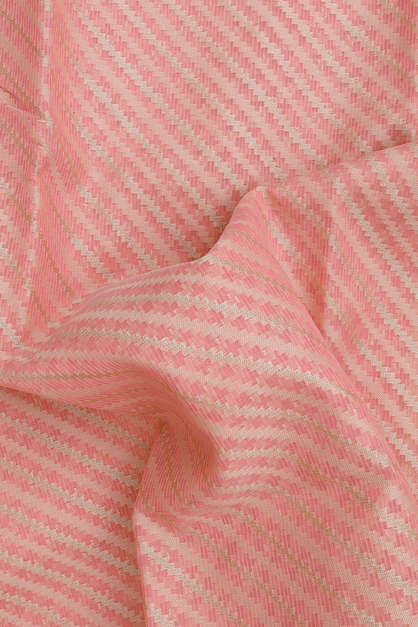 Kota Cotton Saree In Peach Pink With Diagonal Design