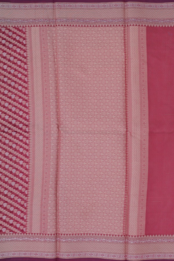 Kota Cotton Saree In Burgundy Red With Diagonal Design