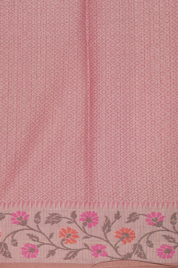 Kota Cotton Saree In Dusty Red With Diagonal Design