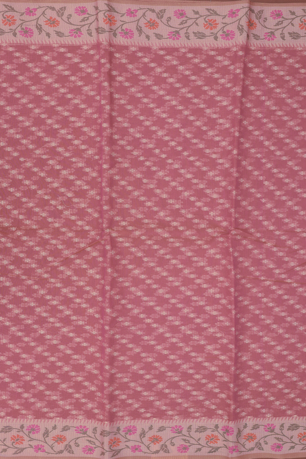 Kota Cotton Saree In Dusty Red With Diagonal Design