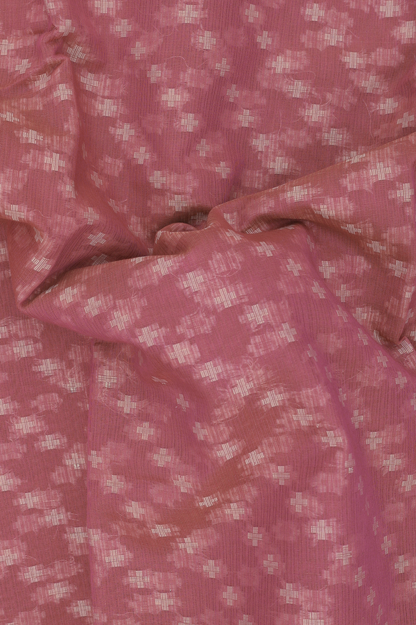 Kota Cotton Saree In Dusty Red With Diagonal Design