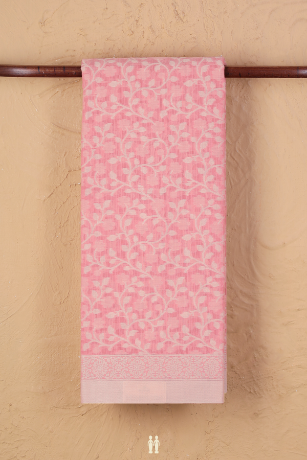 Kota Cotton Saree In Pink With Floral Design