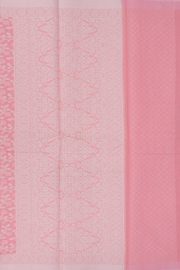 Kota Cotton Saree In Pink With Floral Design