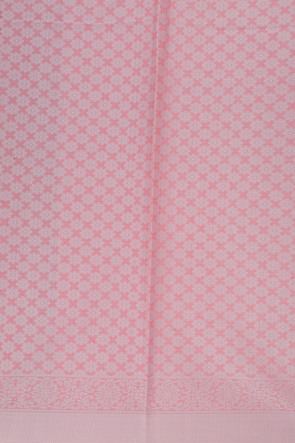 Kota Cotton Saree In Pink With Floral Design