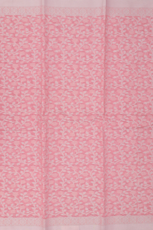 Kota Cotton Saree In Pink With Floral Design