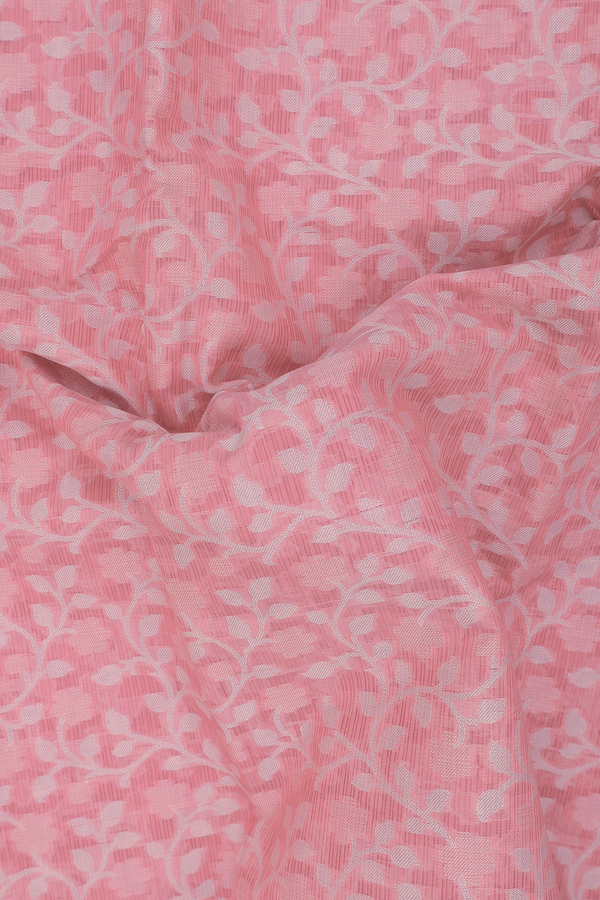 Kota Cotton Saree In Pink With Floral Design